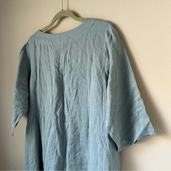 Brand new Light Blue Floral Embroidered Linen Tunic Dress, size M - Picture 11 of 16